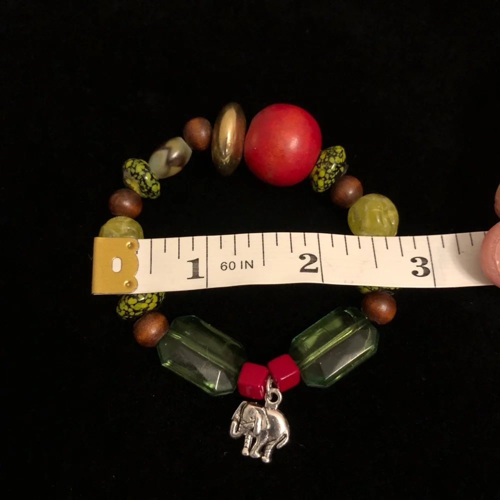 Colorful Beaded Bracelet with Elephant Charm